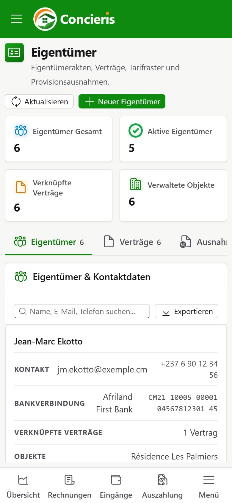 Eigentümerverträge in Concieris