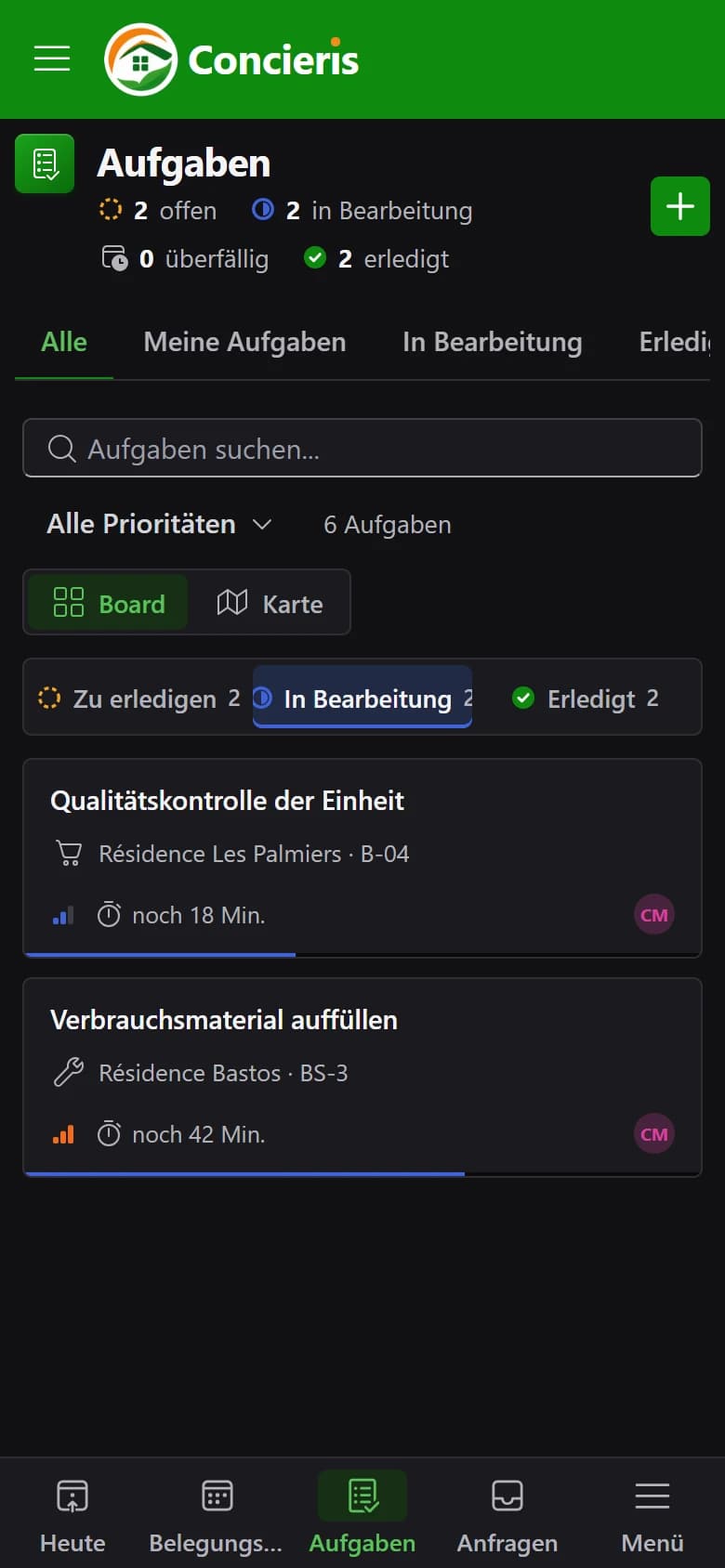 Die Aufgaben des Tages auf dem Telefon