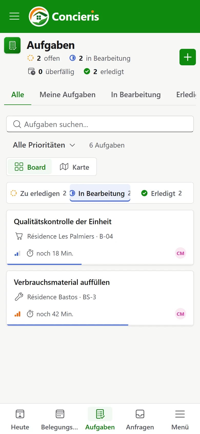 Die Aufgaben des Tages auf dem Telefon