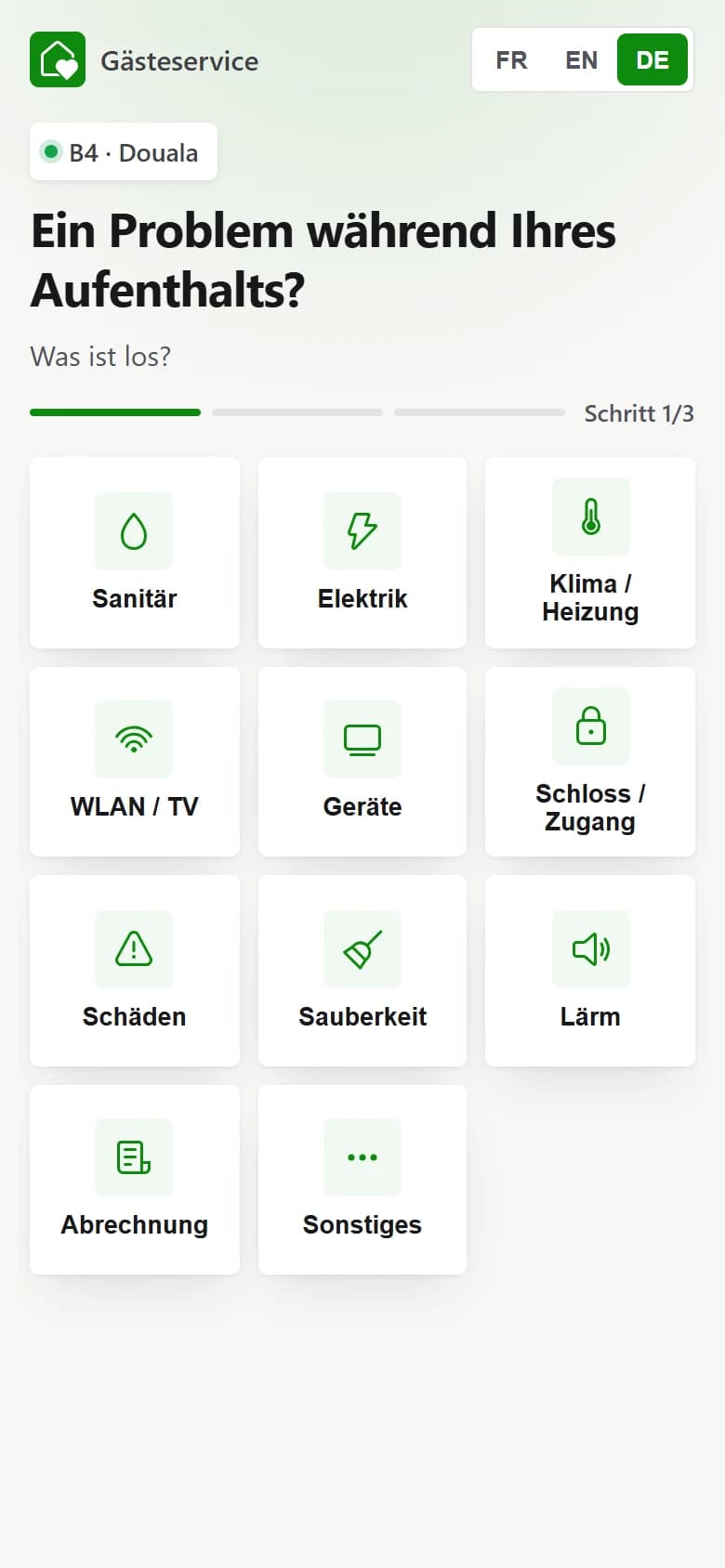 Das Meldeformular, geöffnet durch Scannen des QR-Codes der Unterkunft
